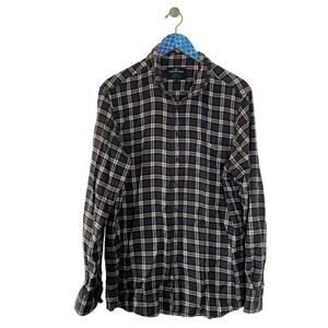 RODD & GUNN Gray Black Flannel Cotton Blend Long Sleeve Button Sports Fit Shirt